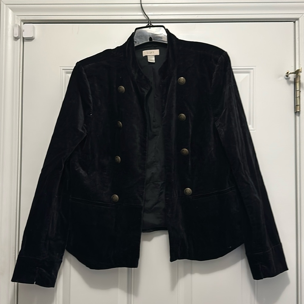 LOFT Military styled holiday edition velvet jacket